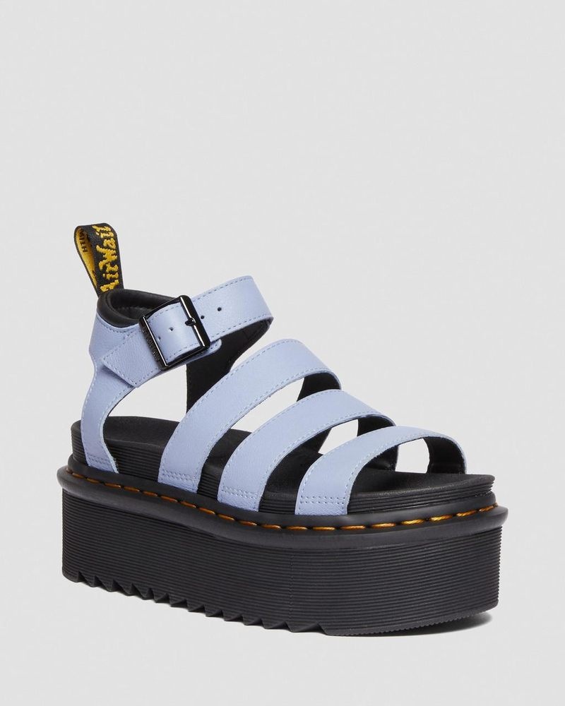 Sandalias de Plataforma Dr Martens Blaire Pisa Cuero Plataforma Correa Sandals (Pisa) Azules | KW12-Z6WP