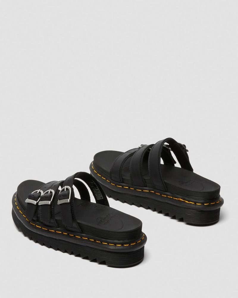 Sandalias de Plataforma Dr Martens Blaire Cuero Chanclas Sandals (Hydro Cuero) Negras | WJ06-U8CD