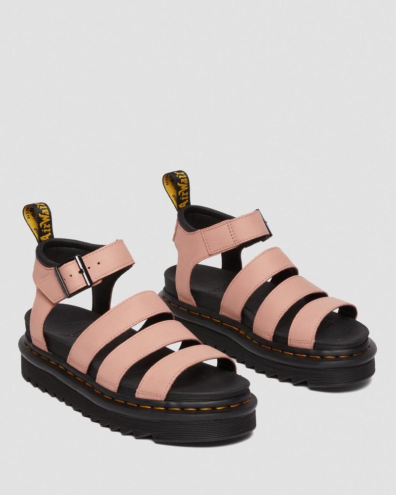 Sandalias de Plataforma Dr Martens Blaire - Pisa Cuero Correa Sandals (Pisa) Beige | UA73-I9VH