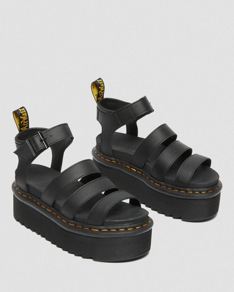 Sandalias de Plataforma Dr Martens Blaire Hydro Cuero Plataforma Correa Sandals (Hydro Cuero) Negras | XO12-D6CX