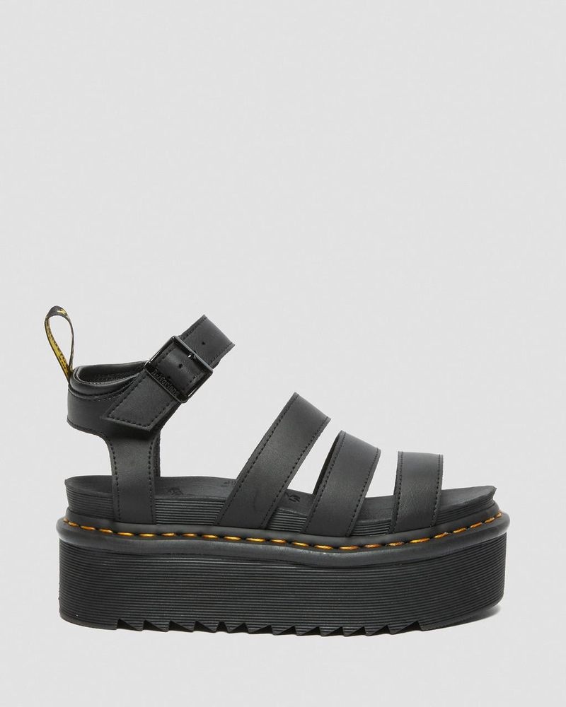 Sandalias de Plataforma Dr Martens Blaire Hydro Cuero Plataforma Correa Sandals (Hydro Cuero) Negras | XO12-D6CX