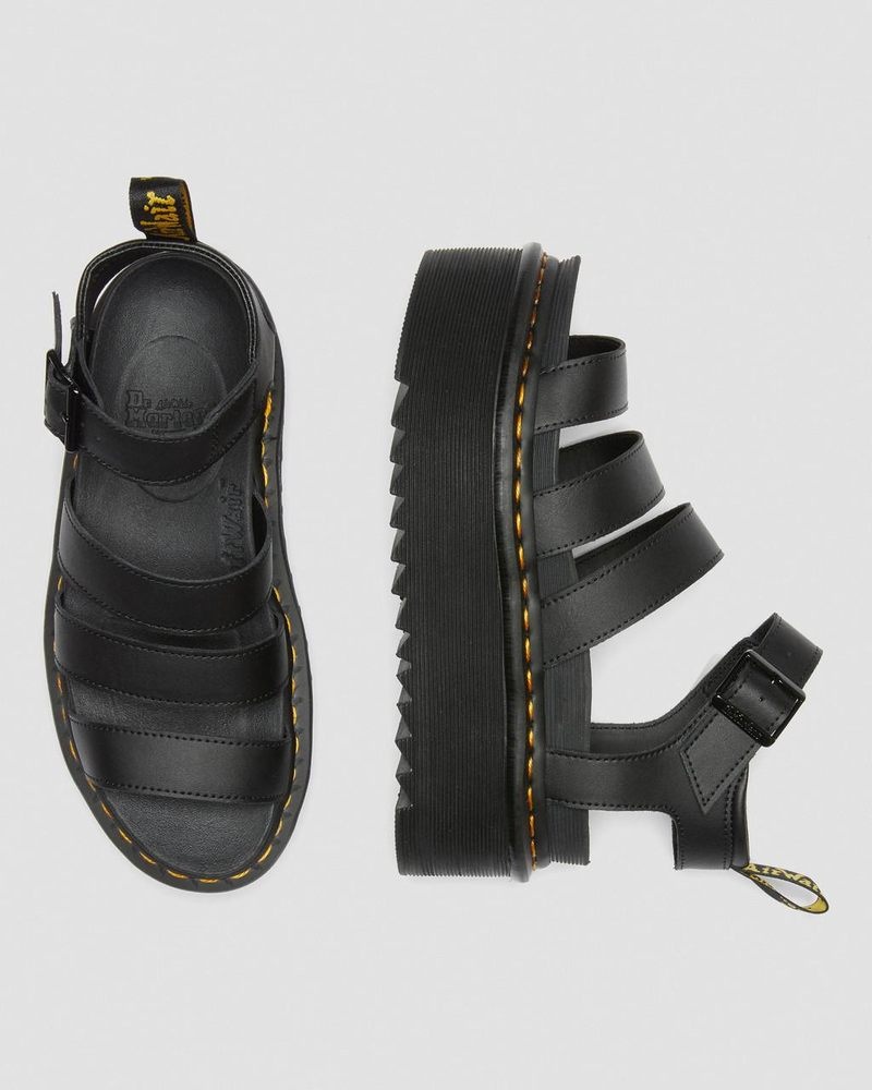 Sandalias de Plataforma Dr Martens Blaire Hydro Cuero Plataforma Correa Sandals (Hydro Cuero) Negras | XO12-D6CX