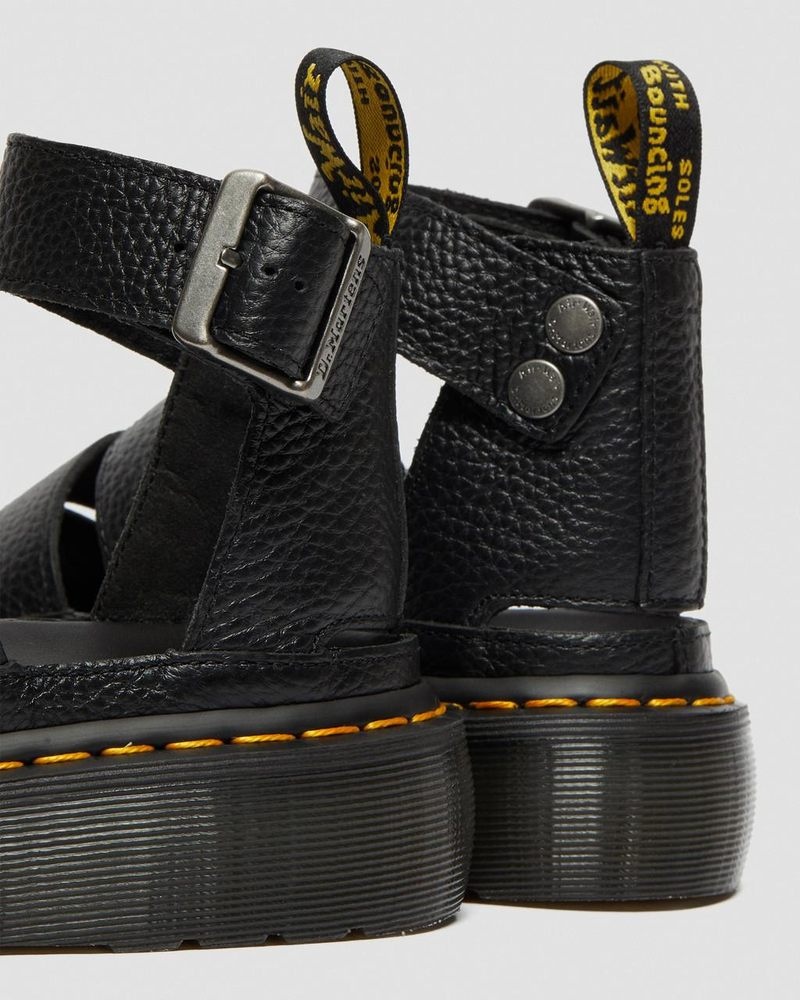 Sandalias de Plataforma Dr Martens Clarissa II - Cuero Plataforma Sandals (Milled Nappa) Negras | NL67-R3WI