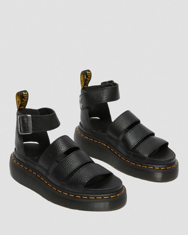 Sandalias de Plataforma Dr Martens Clarissa II - Cuero Plataforma Sandals (Milled Nappa) Negras | NL67-R3WI