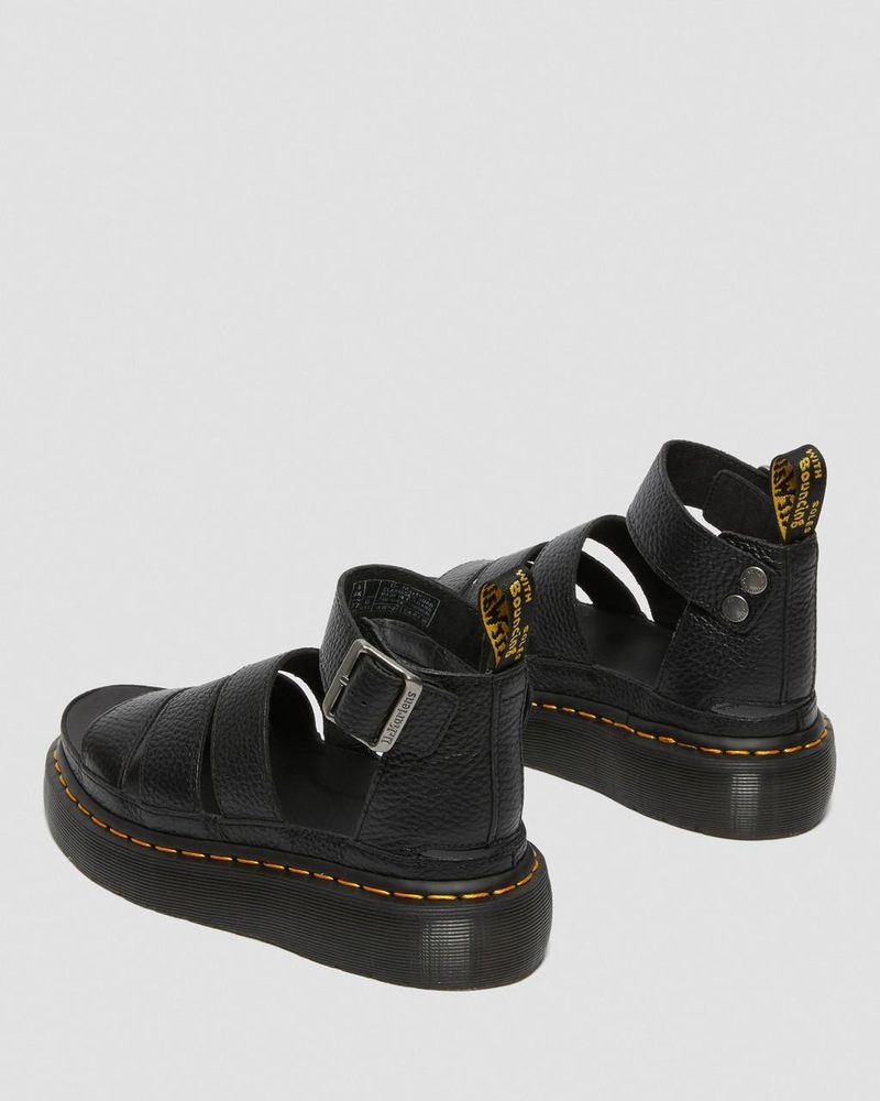 Sandalias de Plataforma Dr Martens Clarissa II - Cuero Plataforma Sandals (Milled Nappa) Negras | NL67-R3WI