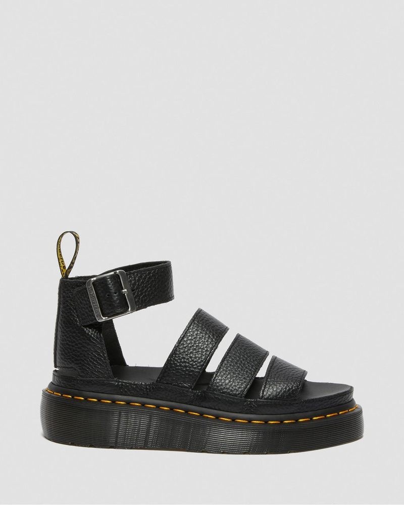 Sandalias de Plataforma Dr Martens Clarissa II - Cuero Plataforma Sandals (Milled Nappa) Negras | NL67-R3WI