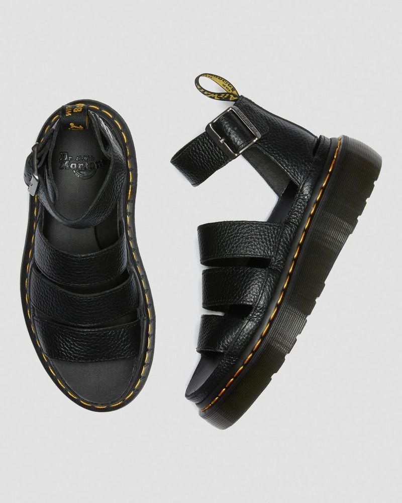 Sandalias de Plataforma Dr Martens Clarissa II - Cuero Plataforma Sandals (Milled Nappa) Negras | NL67-R3WI