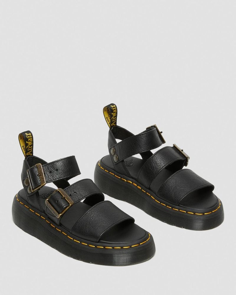 Sandalias de Plataforma Dr Martens Gryphon Pisa Cuero Plataforma Sandals (Pisa) Negras | BL67-V3VB