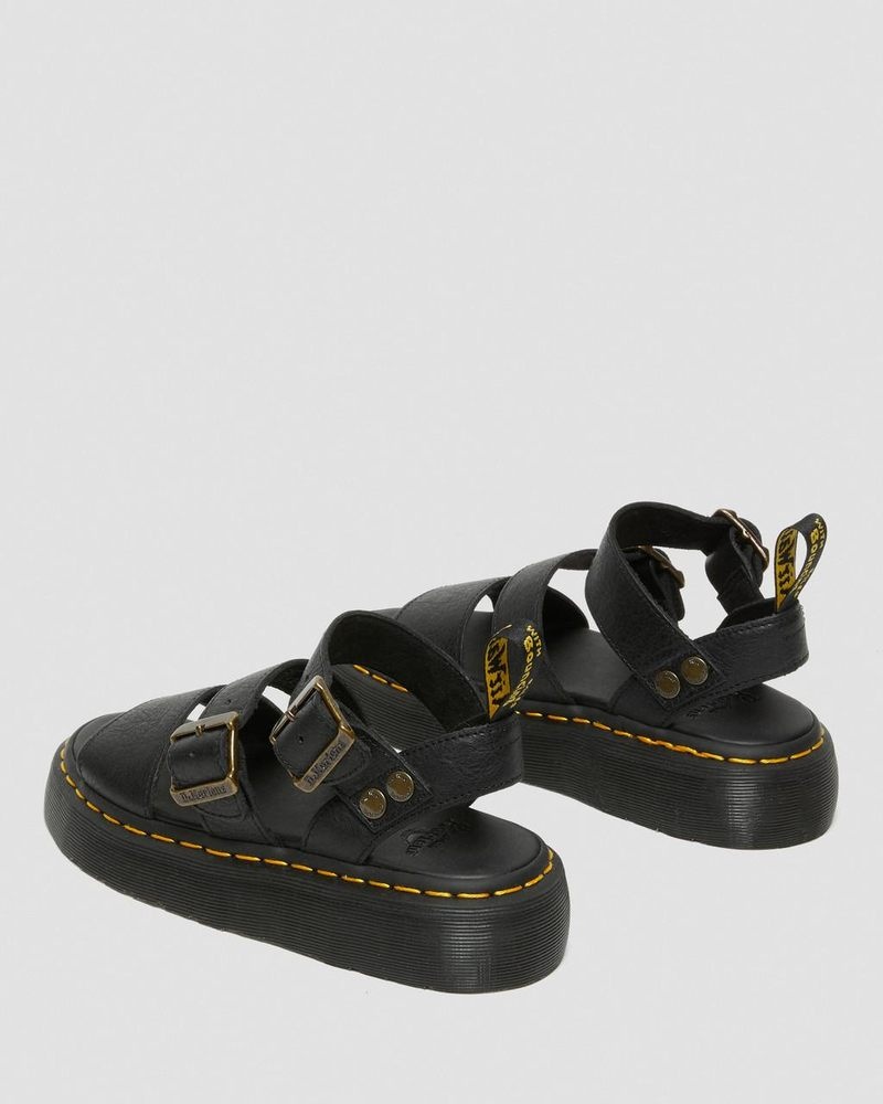 Sandalias de Plataforma Dr Martens Gryphon Pisa Cuero Plataforma Sandals (Pisa) Negras | BL67-V3VB