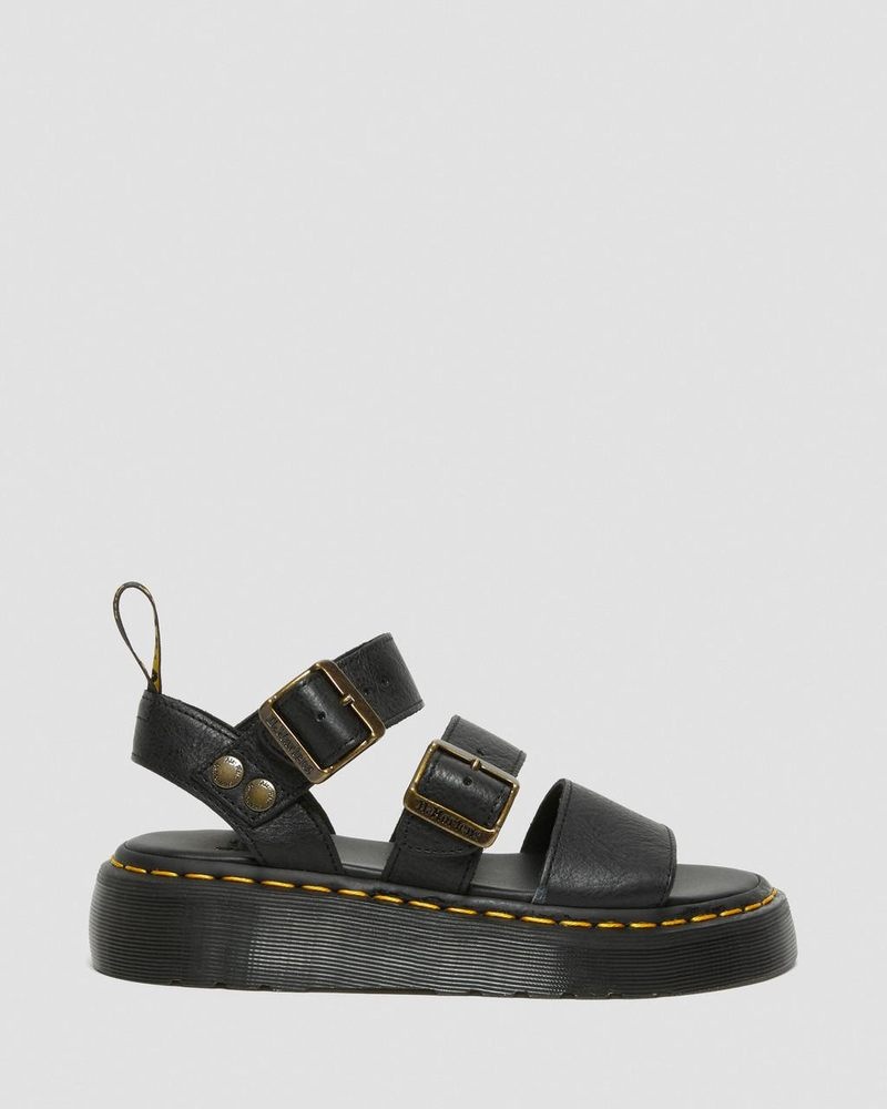 Sandalias de Plataforma Dr Martens Gryphon Pisa Cuero Plataforma Sandals (Pisa) Negras | BL67-V3VB