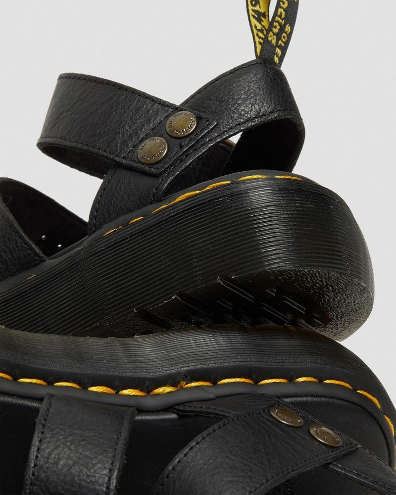 Sandalias de Plataforma Dr Martens Gryphon Pisa Cuero Plataforma Sandals (Pisa) Negras | BL67-V3VB