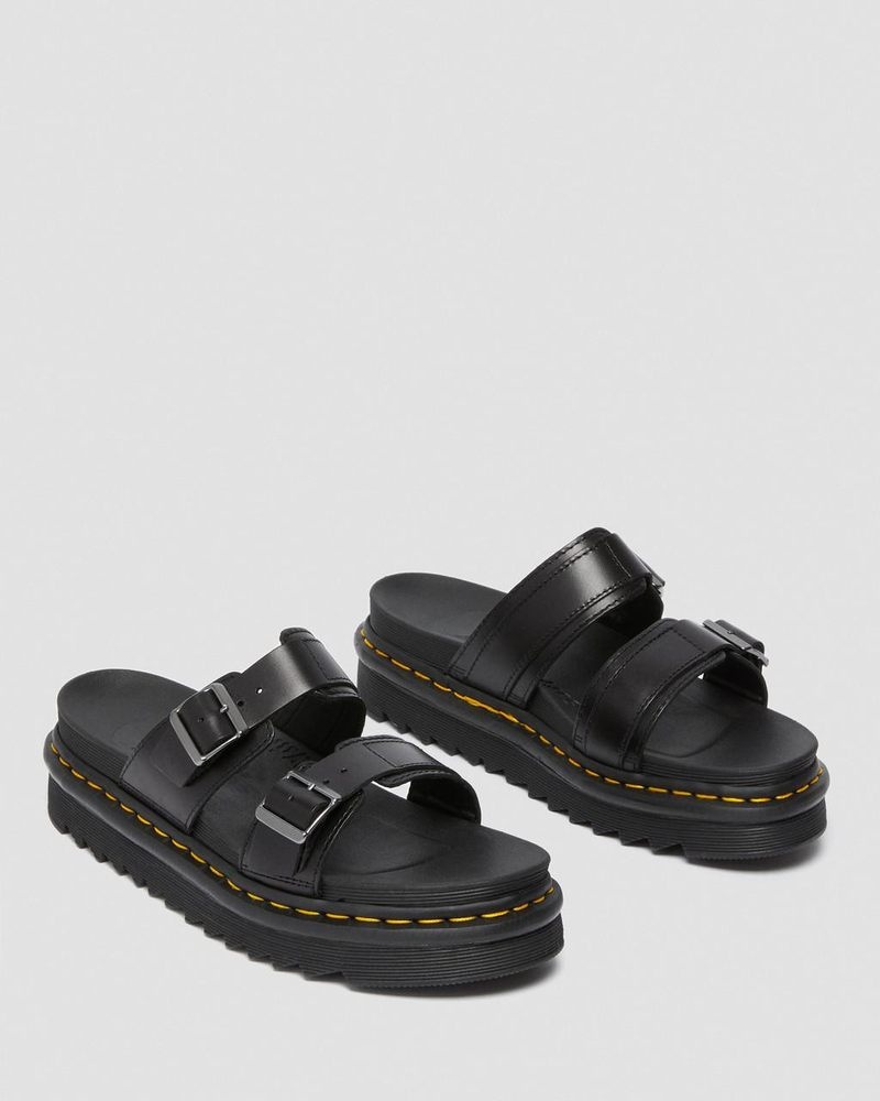 Sandalias de Plataforma Dr Martens Myles Brando Cuero Hebilla Chanclas Sandals (Brando) Negras | XJ95-D8FB