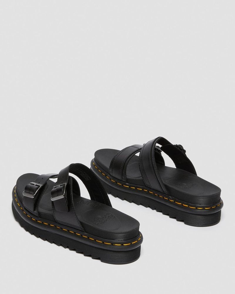 Sandalias de Plataforma Dr Martens Myles Brando Cuero Hebilla Chanclas Sandals (Brando) Negras | XJ95-D8FB