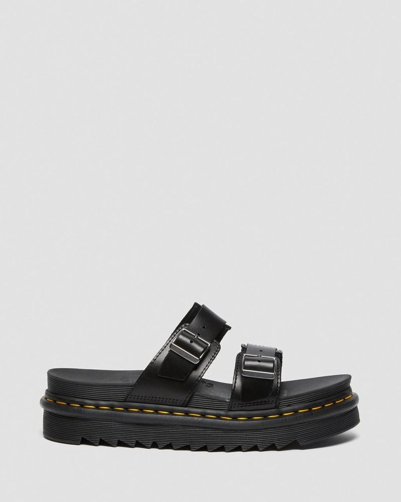 Sandalias de Plataforma Dr Martens Myles Brando Cuero Hebilla Chanclas Sandals (Brando) Negras | XJ95-D8FB