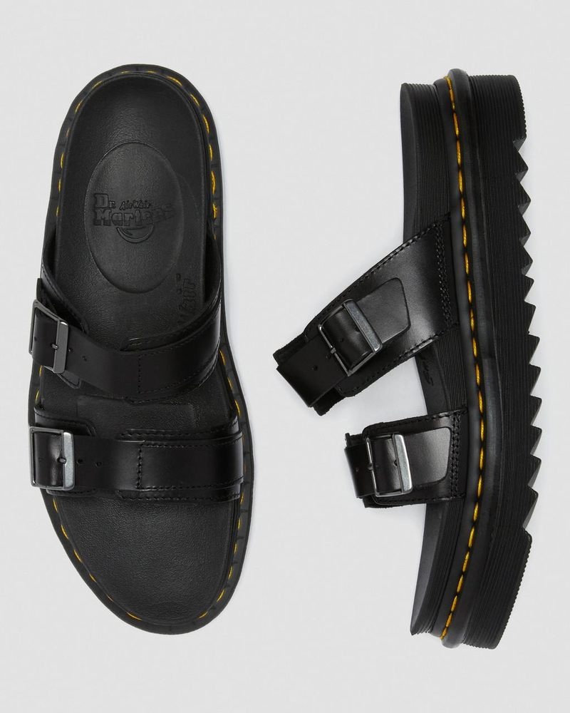 Sandalias de Plataforma Dr Martens Myles Brando Cuero Hebilla Chanclas Sandals (Brando) Negras | XJ95-D8FB