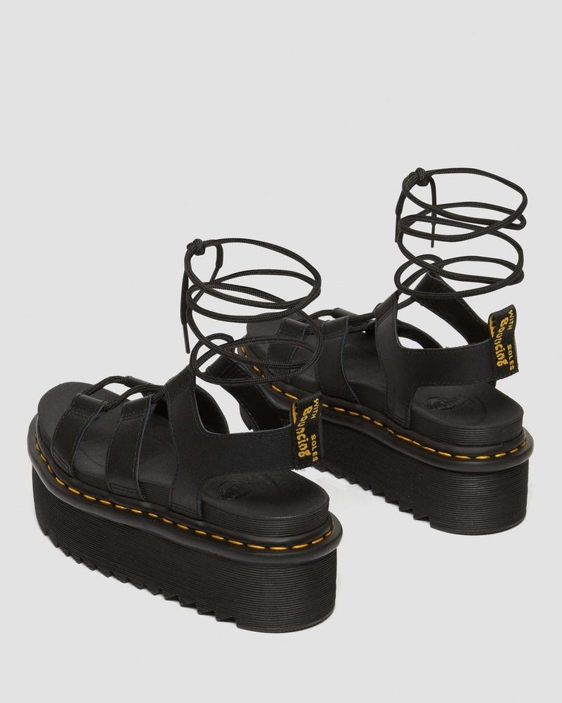 Sandalias de Plataforma Dr Martens Nartilla Athena Cuero Gladiator Plataforma Sandals (Athena) Negras | GT08-I6OJ