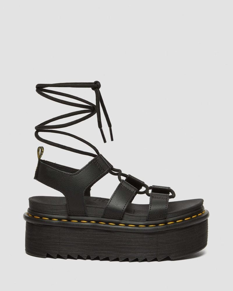 Sandalias de Plataforma Dr Martens Nartilla Athena Cuero Gladiator Plataforma Sandals (Athena) Negras | GT08-I6OJ