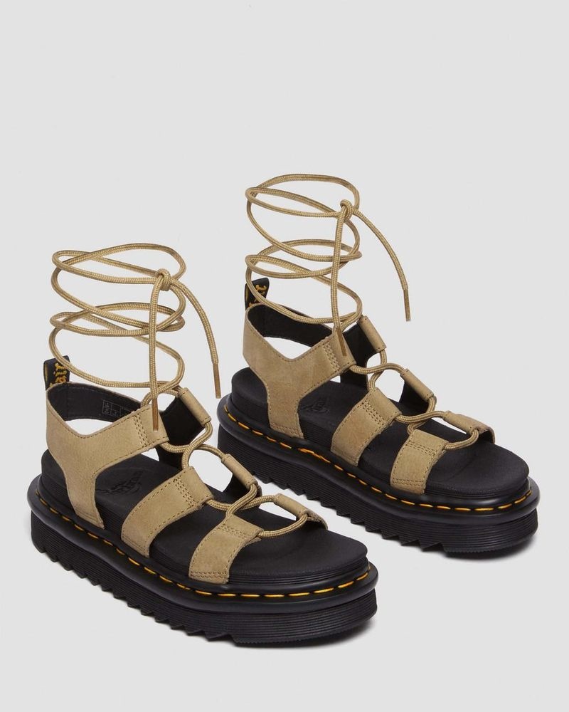 Sandalias de Plataforma Dr Martens Nartilla Tumbled Nubuck Cuero Gladiator Sandals (Tumbled Nubuck) Savannah Tan | BD10-T8FA