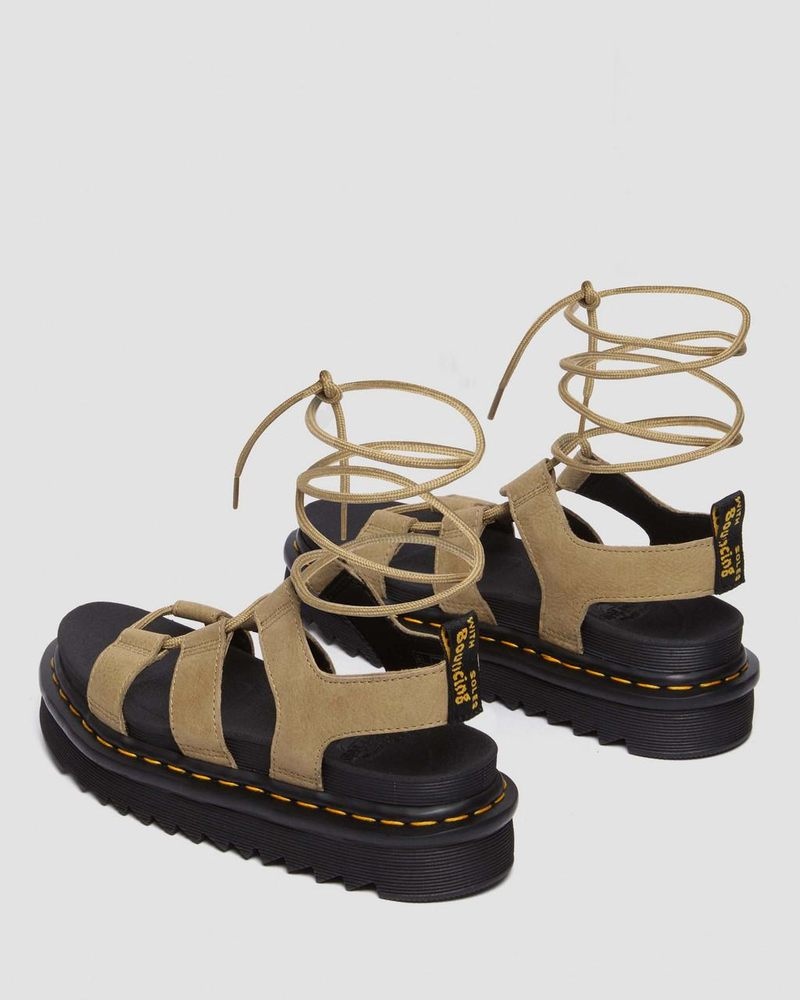 Sandalias de Plataforma Dr Martens Nartilla Tumbled Nubuck Cuero Gladiator Sandals (Tumbled Nubuck) Savannah Tan | BD10-T8FA