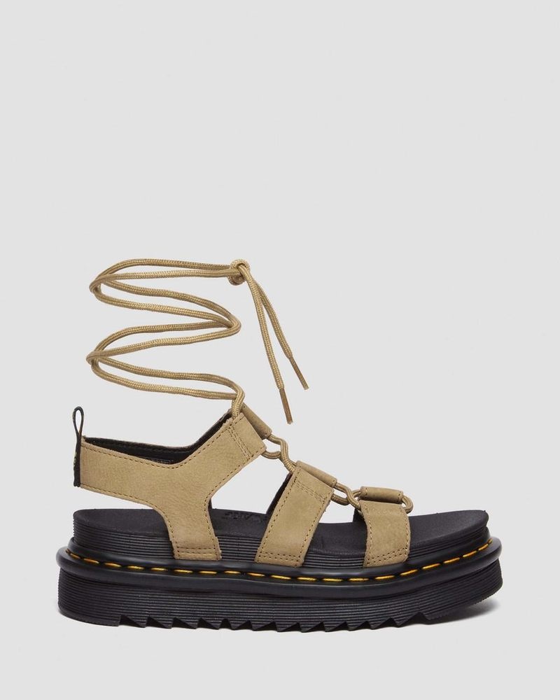 Sandalias de Plataforma Dr Martens Nartilla Tumbled Nubuck Cuero Gladiator Sandals (Tumbled Nubuck) Savannah Tan | BD10-T8FA