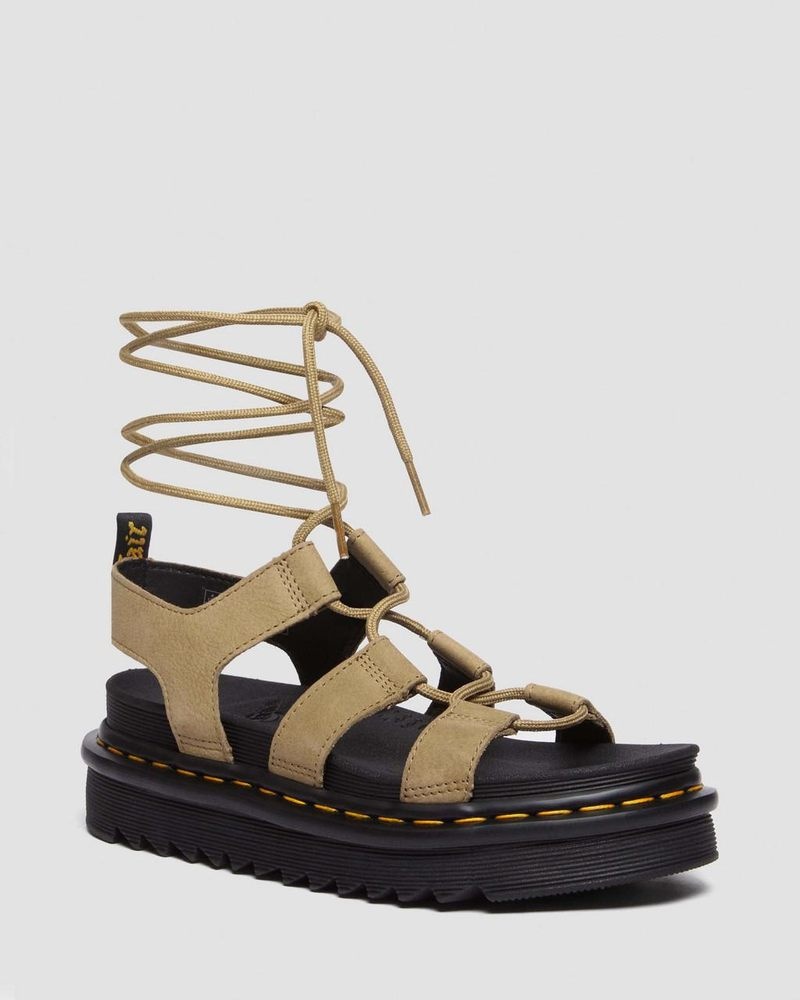 Sandalias de Plataforma Dr Martens Nartilla Tumbled Nubuck Cuero Gladiator Sandals (Tumbled Nubuck) Savannah Tan | BD10-T8FA