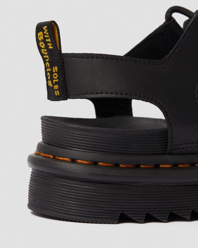 Sandalias de Plataforma Dr Martens Nartilla - Cuero Gladiator Sandals (Hydro Cuero) Negras | FN30-E4DQ