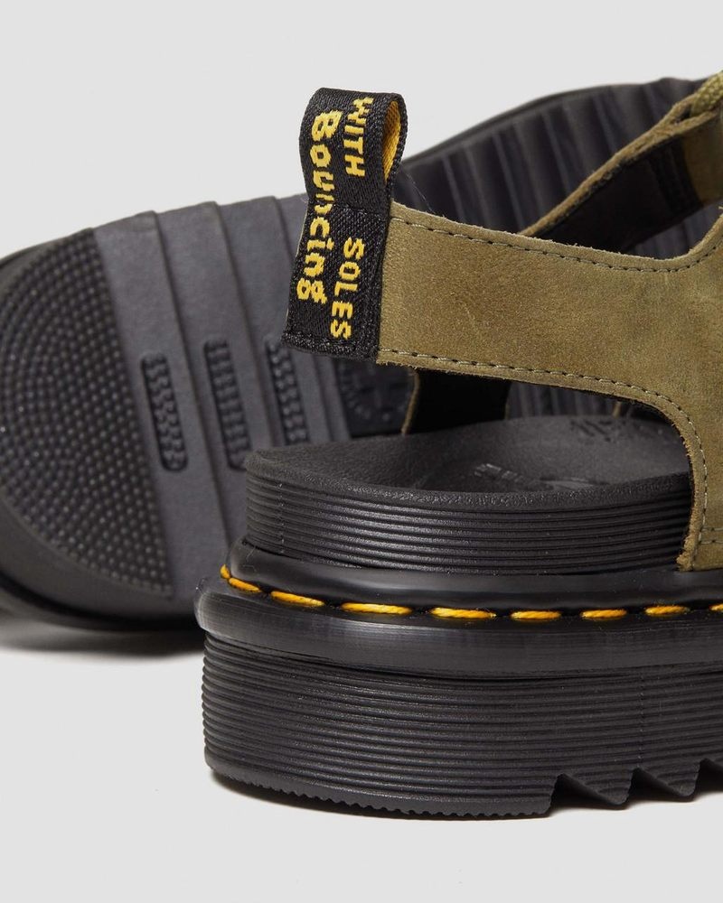 Sandalias de Plataforma Dr Martens Nartilla Tumbled Nubuck Cuero Gladiator Sandals (Tumbled Nubuck) Verde Oliva | EK92-O4VO