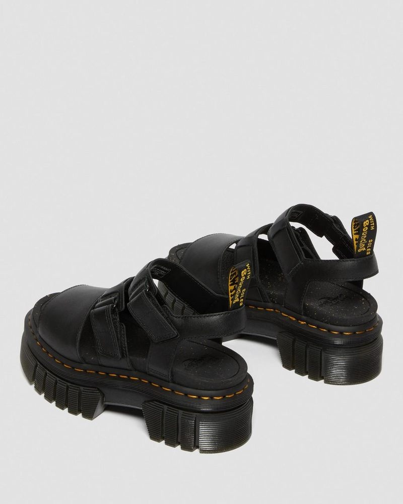 Sandalias de Plataforma Dr Martens Ricki Nappa Lux Cuero 3-Correa Plataforma Sandals (Nappa Lux) Negras | TO50-R7ZX