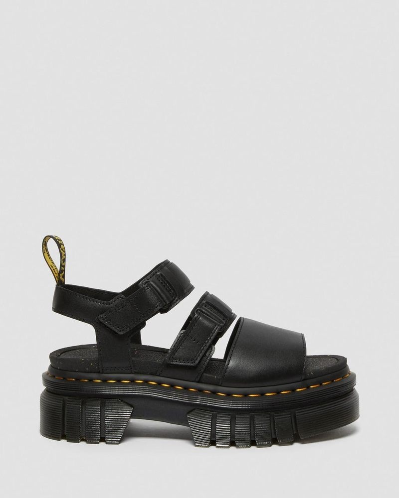 Sandalias de Plataforma Dr Martens Ricki Nappa Lux Cuero 3-Correa Plataforma Sandals (Nappa Lux) Negras | TO50-R7ZX