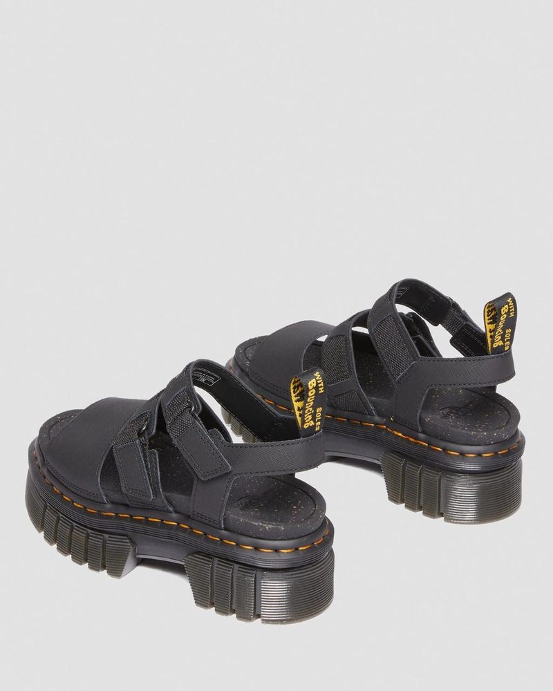 Sandalias de Plataforma Dr Martens Ricki Cuero 3-Correa Plataforma Sandals (Ajax+Extra Tough 50/50) Negras | BC13-O6HZ