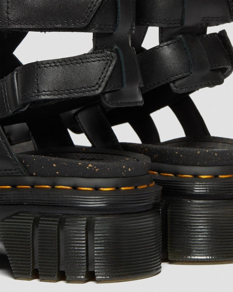 Sandalias de Plataforma Dr Martens Ricki Nappa Lux Cuero Plataforma Gladiator Sandals (Nappa Lux) Negras | IY20-Z5QL