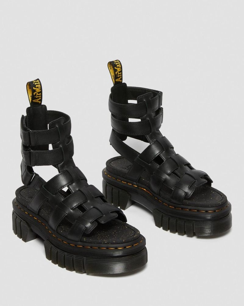 Sandalias de Plataforma Dr Martens Ricki Nappa Lux Cuero Plataforma Gladiator Sandals (Nappa Lux) Negras | IY20-Z5QL