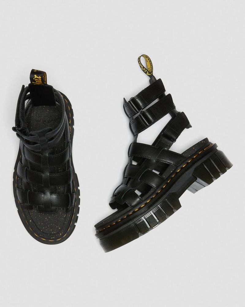 Sandalias de Plataforma Dr Martens Ricki Nappa Lux Cuero Plataforma Gladiator Sandals (Nappa Lux) Negras | IY20-Z5QL