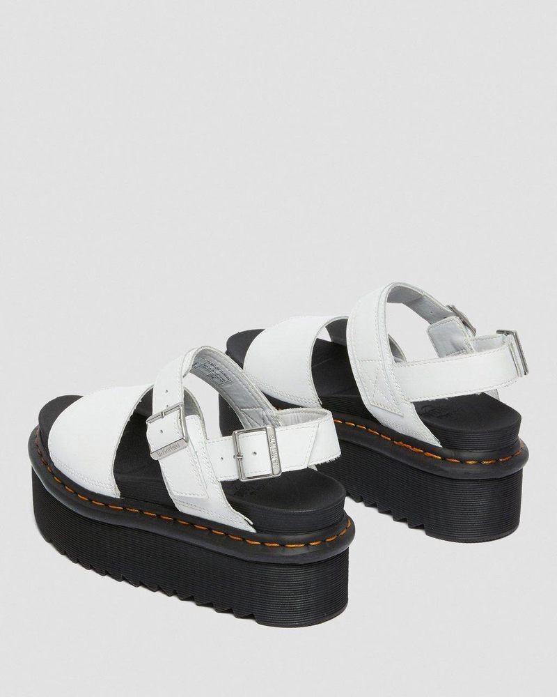 Sandalias de Plataforma Dr Martens Voss - Cuero Correa Plataforma Sandals (Hydro Cuero) Blancas | BD56-R1IY