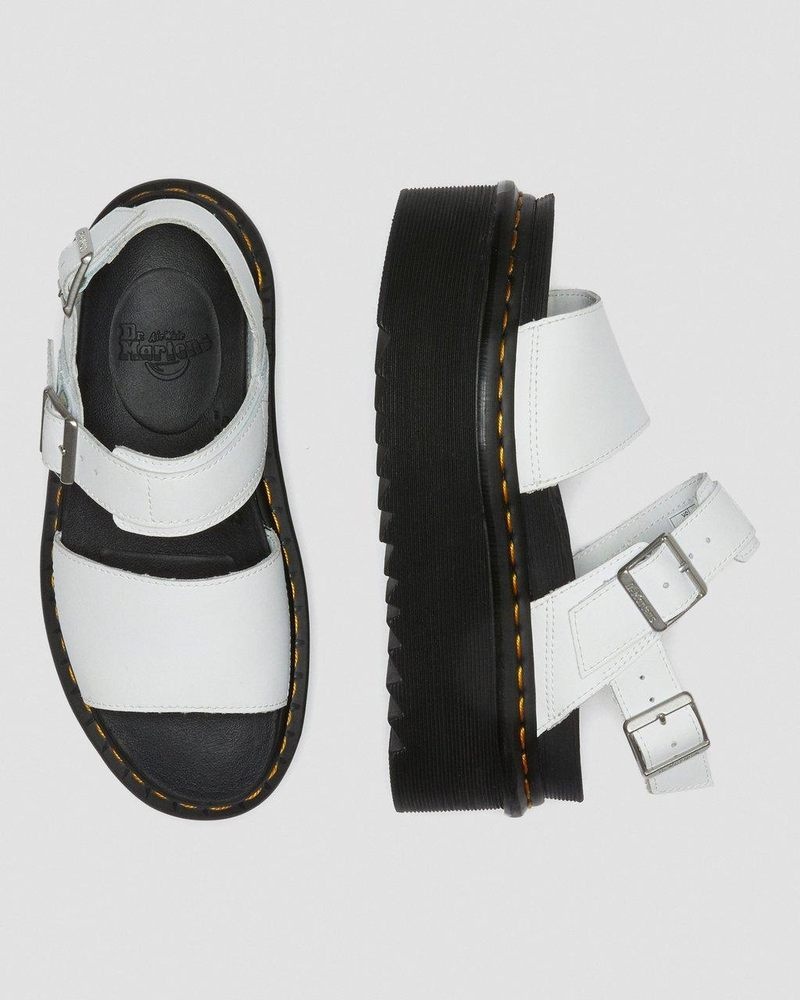 Sandalias de Plataforma Dr Martens Voss - Cuero Correa Plataforma Sandals (Hydro Cuero) Blancas | BD56-R1IY