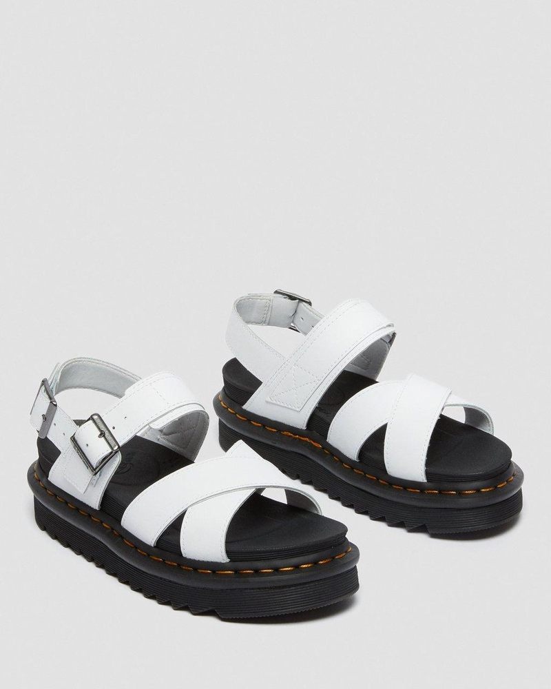 Sandalias de Plataforma Dr Martens Voss II - Cuero Correa Sandals (Hydro Cuero) Blancas | GZ87-A9LD