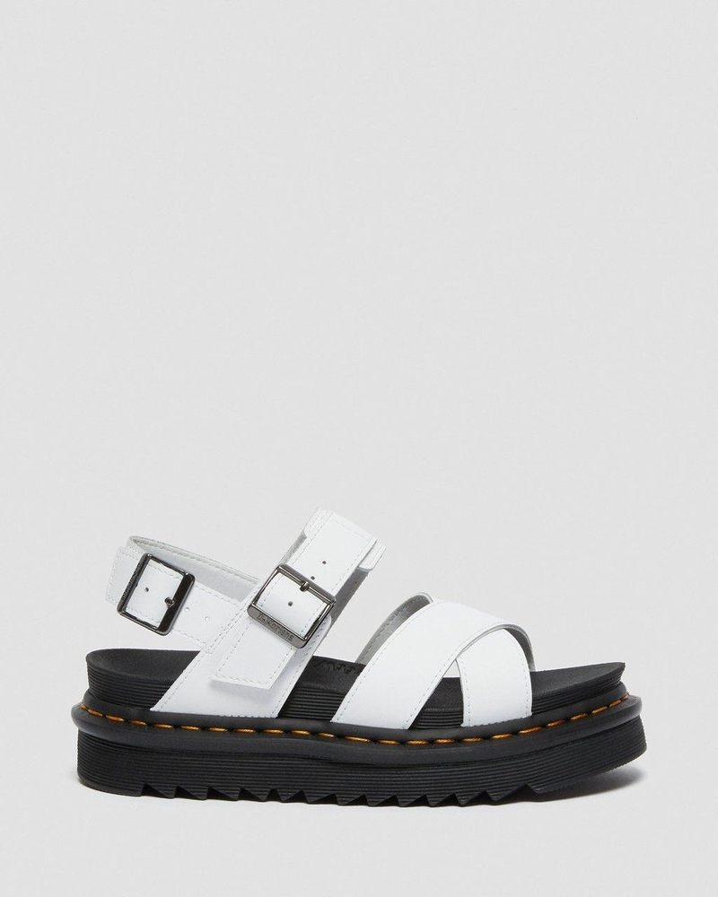 Sandalias de Plataforma Dr Martens Voss II - Cuero Correa Sandals (Hydro Cuero) Blancas | GZ87-A9LD