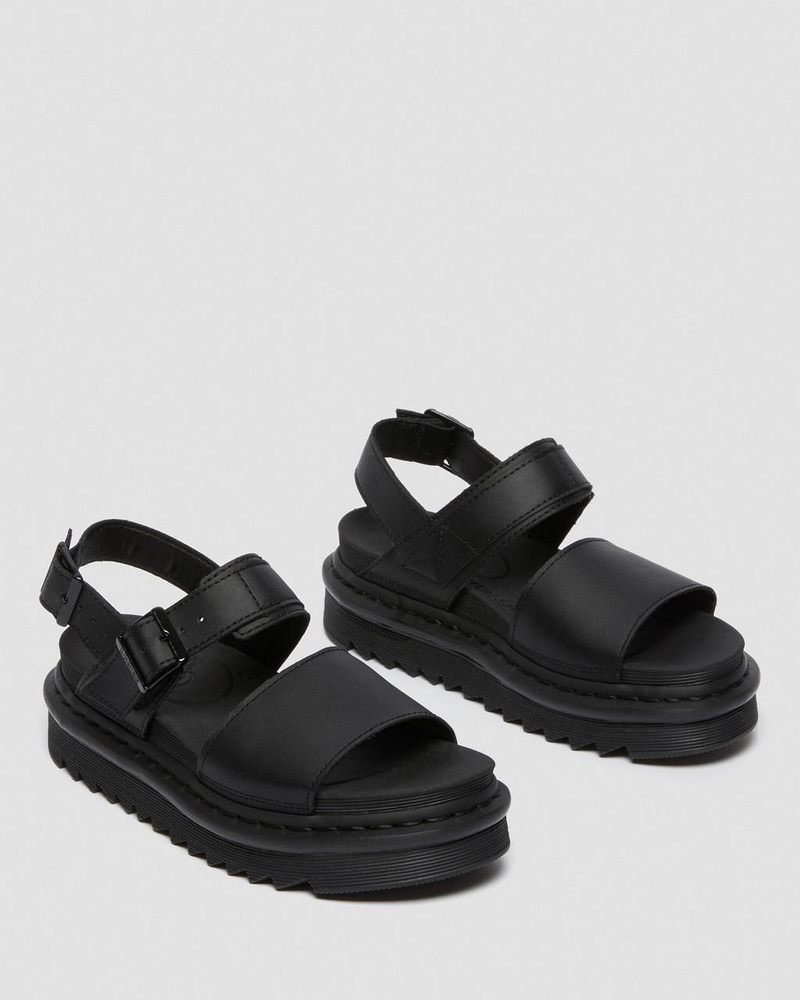 Sandalias de Plataforma Dr Martens Voss - Cuero Correa Sandals (Hydro Cuero) Negras | YO04-A5RH