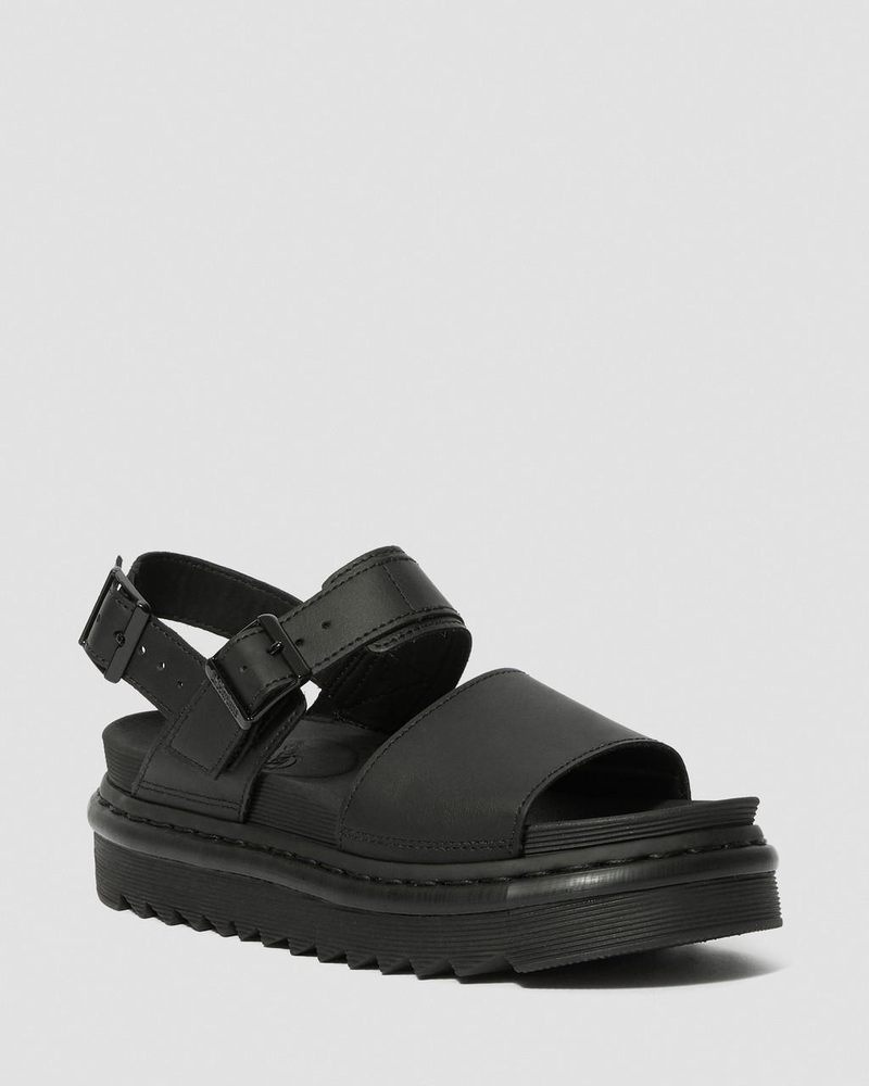 Sandalias de Plataforma Dr Martens Voss - Cuero Correa Sandals (Hydro Cuero) Negras | YO04-A5RH