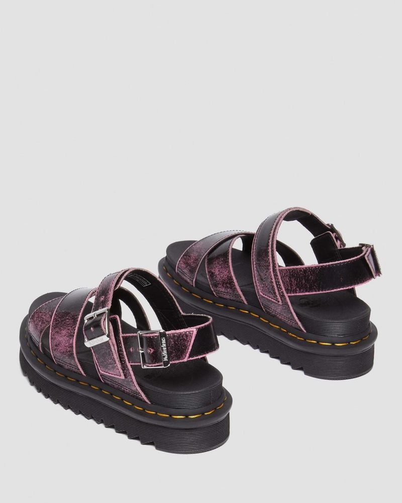 Sandalias de Plataforma Dr Martens Voss II Distressed Cuero Plataforma Sandals (Two Tone Rub Off) Rosas | LL94-T3YQ