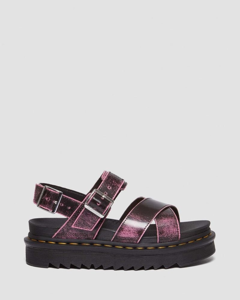 Sandalias de Plataforma Dr Martens Voss II Distressed Cuero Plataforma Sandals (Two Tone Rub Off) Rosas | LL94-T3YQ