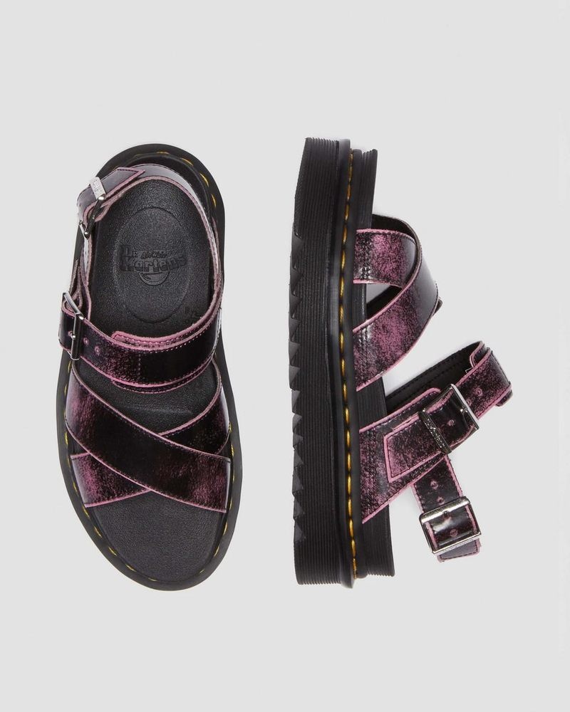 Sandalias de Plataforma Dr Martens Voss II Distressed Cuero Plataforma Sandals (Two Tone Rub Off) Rosas | LL94-T3YQ