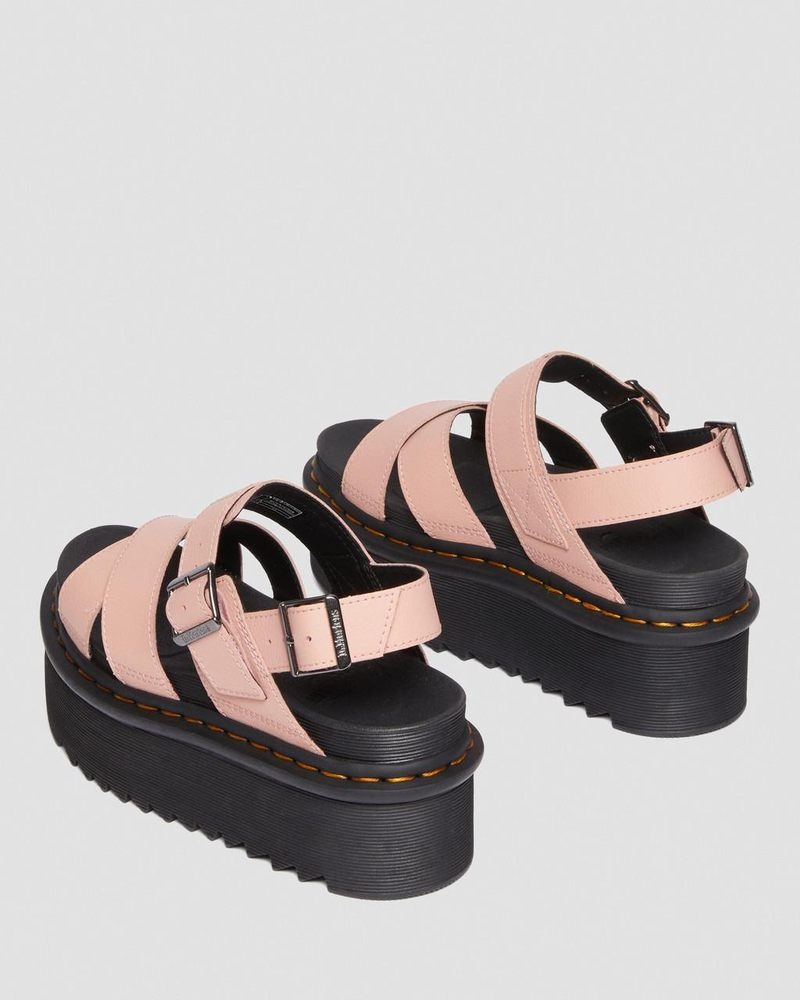 Sandalias de Plataforma Dr Martens Voss II Athena Cuero Correa Plataforma Sandals (Athena) Beige | XJ78-K9LM