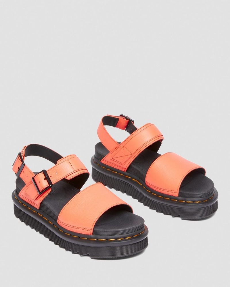 Sandalias de Plataforma Dr Martens Voss Pisa Cuero Correa Sandals (Pisa) Coral | XI78-L3UX