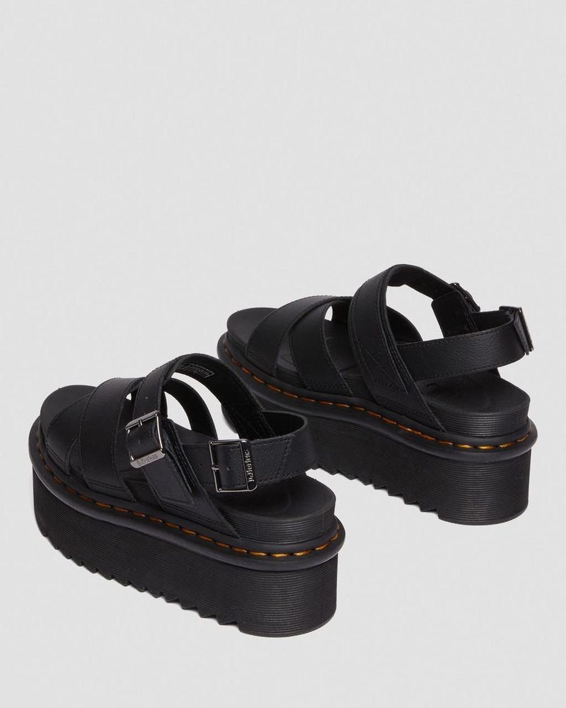 Sandalias de Plataforma Dr Martens Voss II Athena Cuero Correa Plataforma Sandals (Athena) Negras | DN63-G2JO