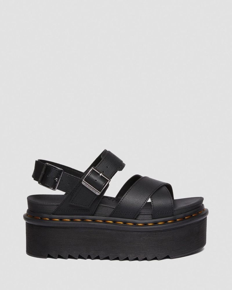 Sandalias de Plataforma Dr Martens Voss II Athena Cuero Correa Plataforma Sandals (Athena) Negras | DN63-G2JO