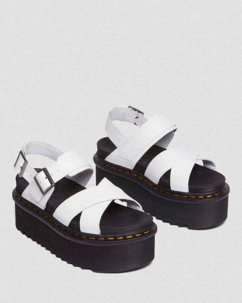 Sandalias de Plataforma Dr Martens Voss II Athena Cuero Correa Plataforma Sandals (Athena) Blancas | ZX44-M8GW