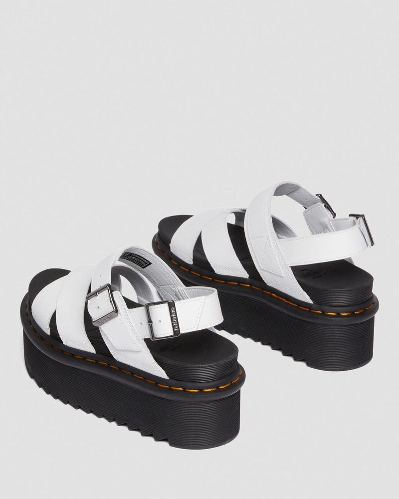 Sandalias de Plataforma Dr Martens Voss II Athena Cuero Correa Plataforma Sandals (Athena) Blancas | ZX44-M8GW