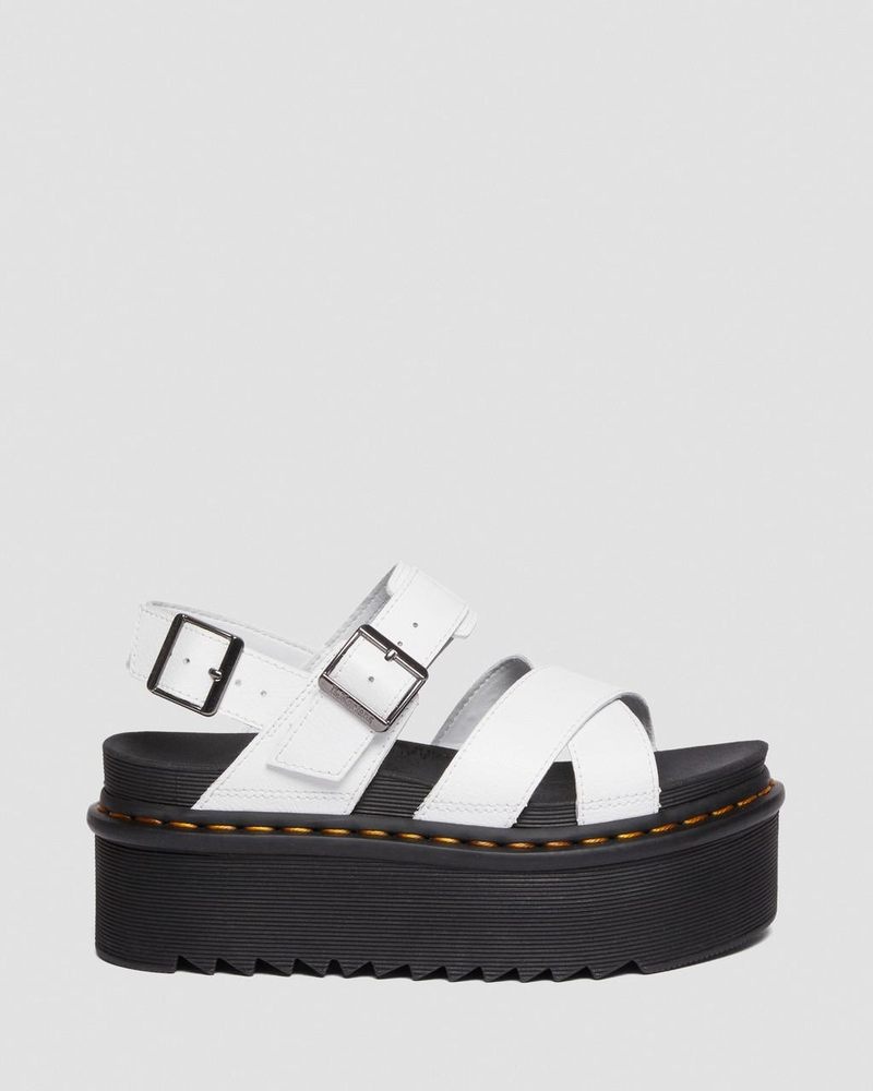 Sandalias de Plataforma Dr Martens Voss II Athena Cuero Correa Plataforma Sandals (Athena) Blancas | ZX44-M8GW