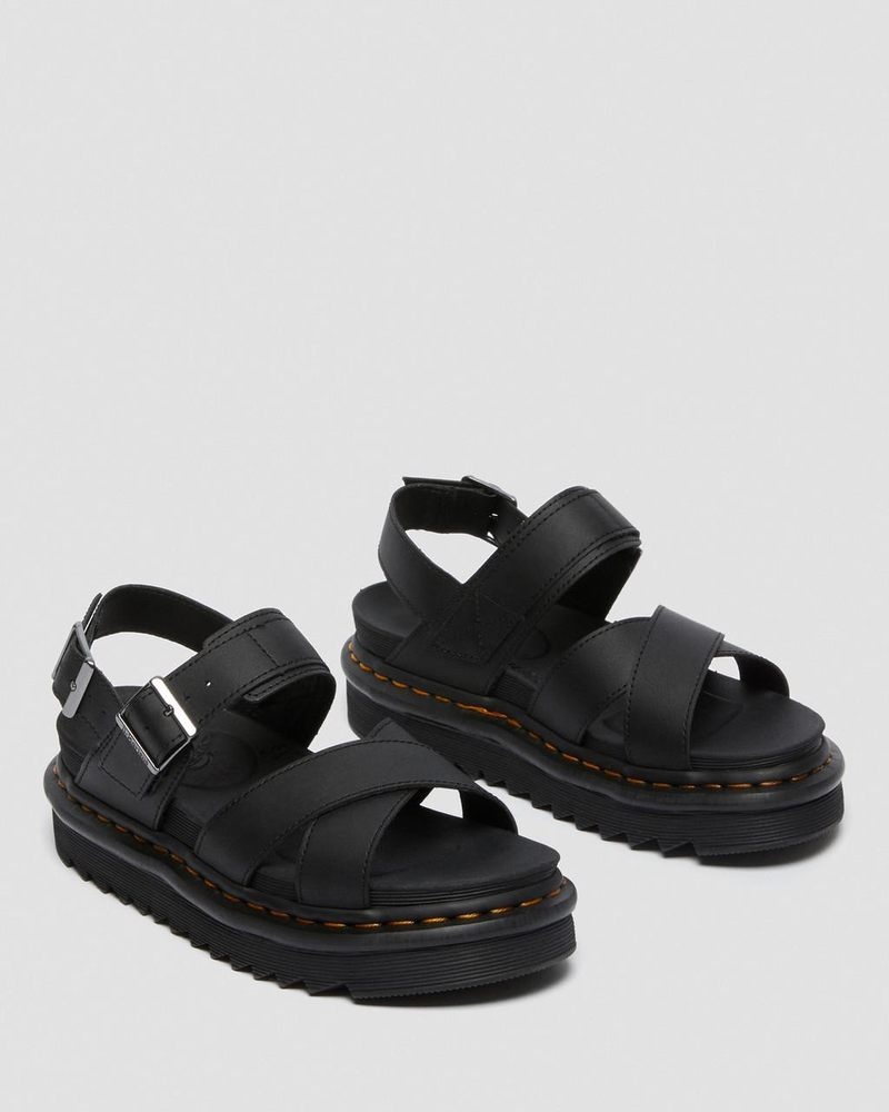 Sandalias de Plataforma Dr Martens Voss II - Cuero Correa Sandals (Hydro Cuero) Negras | KP29-K2HU